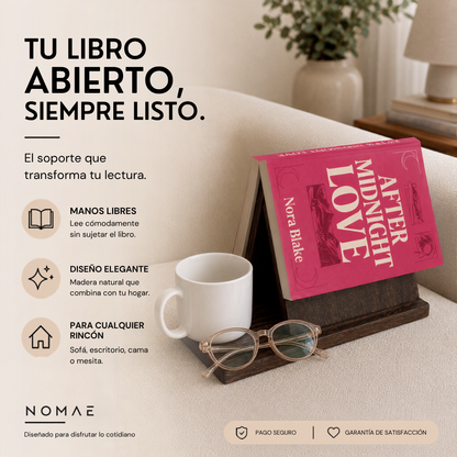 Soporte de Madera para Libros con Portavasos