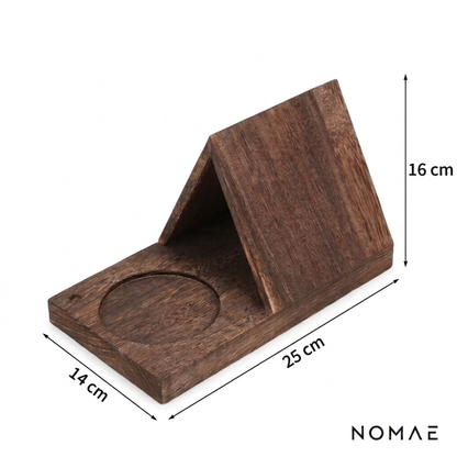 Soporte de Madera para Libros con Portavasos